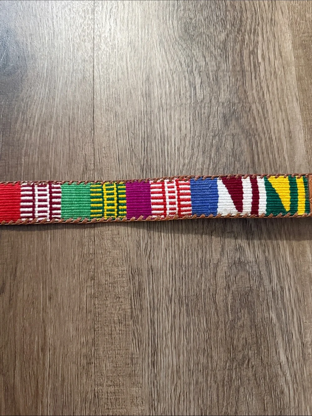 Guatemalan Multicolor Woven Leather Belt Size Medium